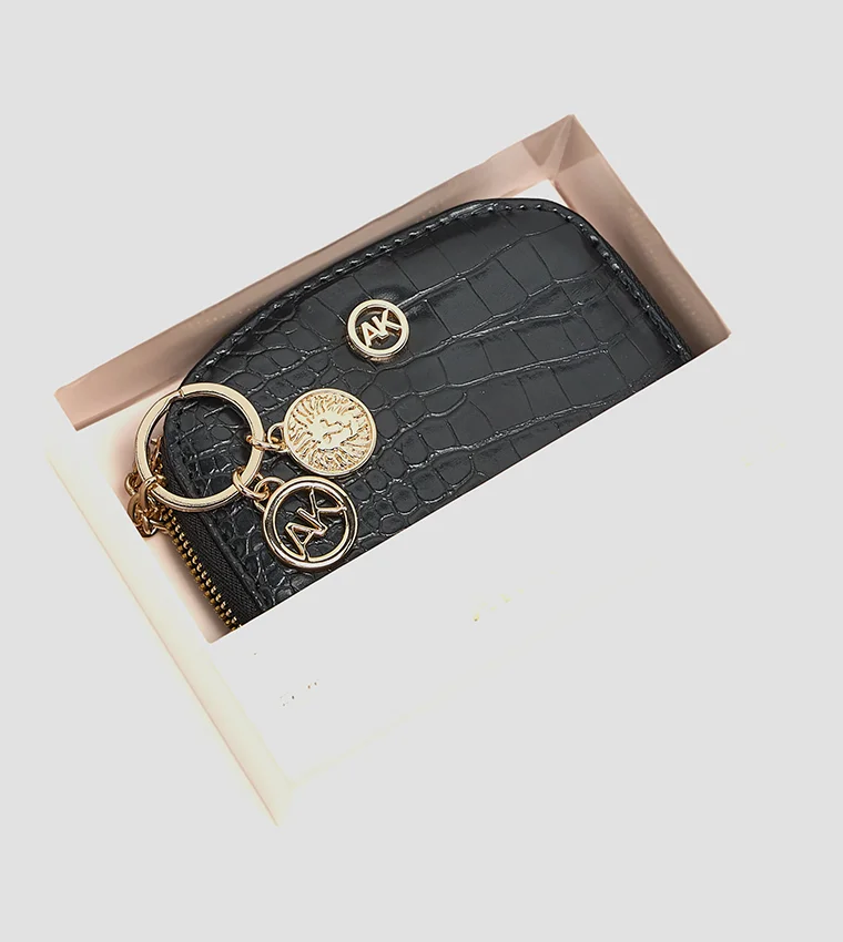 Anne Klein  Anne Klein Croc Textured Zip-around Card Holder for Women | Best Price UAE